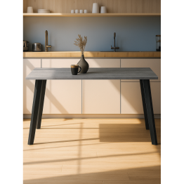 Стол деревянный Тринити Лофт 140 22 мм (матовый черный)