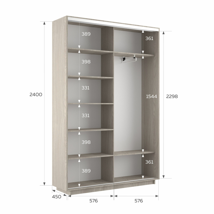 Шкафы-купе 2-х дверные, Шкаф-купе Экспресс 2-х дверный Фотопечать Ленты Стекла 120х45х240