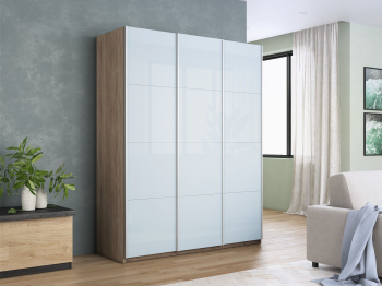 Шкаф-купе Прайм 3-х дверный Стекла белые/Доводчики 210х57х230