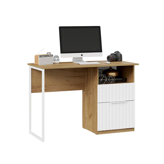 Детские столы, Стол письменный Хилтон тип 1, дуб крафт золотой, белый матовый