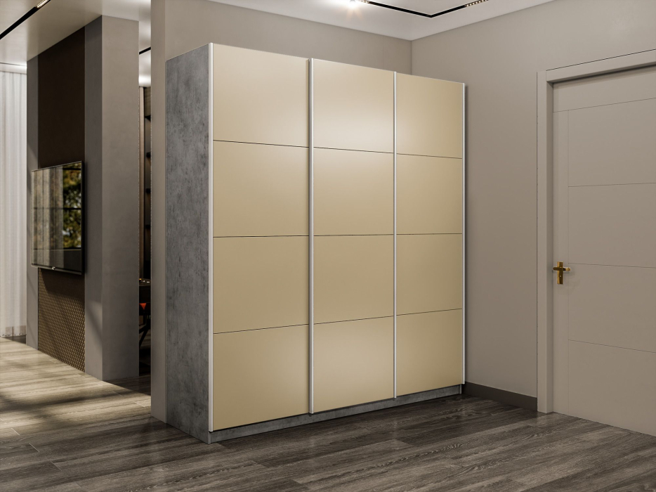 Шкафы-купе 3-х дверные, Шкаф-купе Прайм 3-х дверный Стекла фисташка/Доводчики 210х57х230