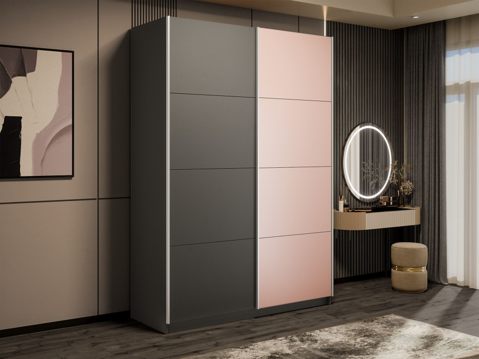 Шкафы-купе 2-х дверные, Шкаф-купе Прайм 2-х дверный ДСП/Стекло пудра/Доводчики 140х57х230