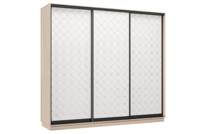 Шкаф-купе Премьер 36 (01РБ;01РБ;01РБ) фасады ромб белый/трёхдверный/Профиль чёрный муар