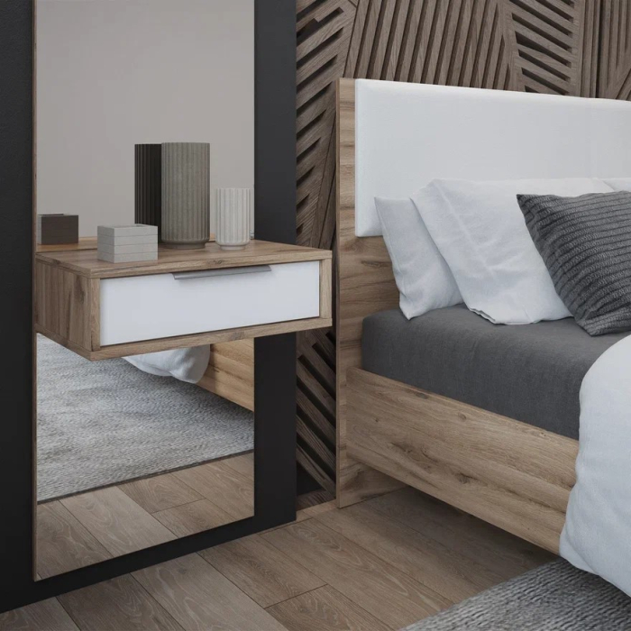 Зеркала в спальню, Зеркало навесное с тумбой Николь мод.11, дуб альпийский