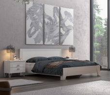 Кровати 160 см, Кровать Лежер КР-310 1,6, бодега белая, холст белый