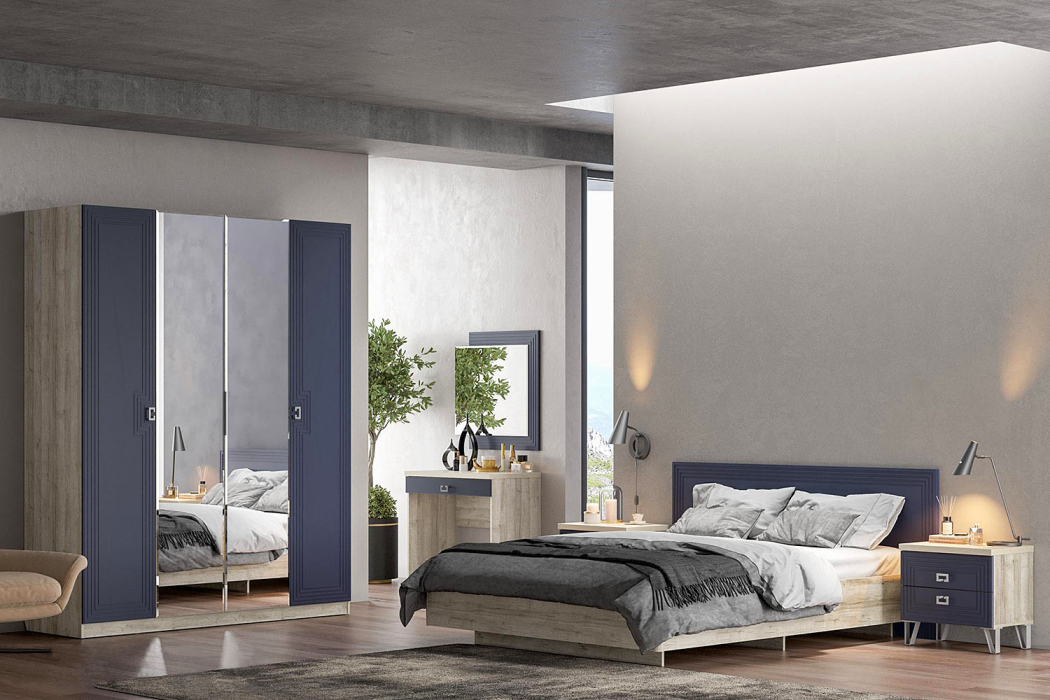 Для одежды, Шкаф Лежер ШК-3107, дуб серый, холст сапфировый