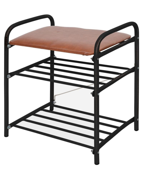 Банкетки, Банкетка 1 с мягким сидением, винилискожа, разборная (500х330х440мм, 2 полки)