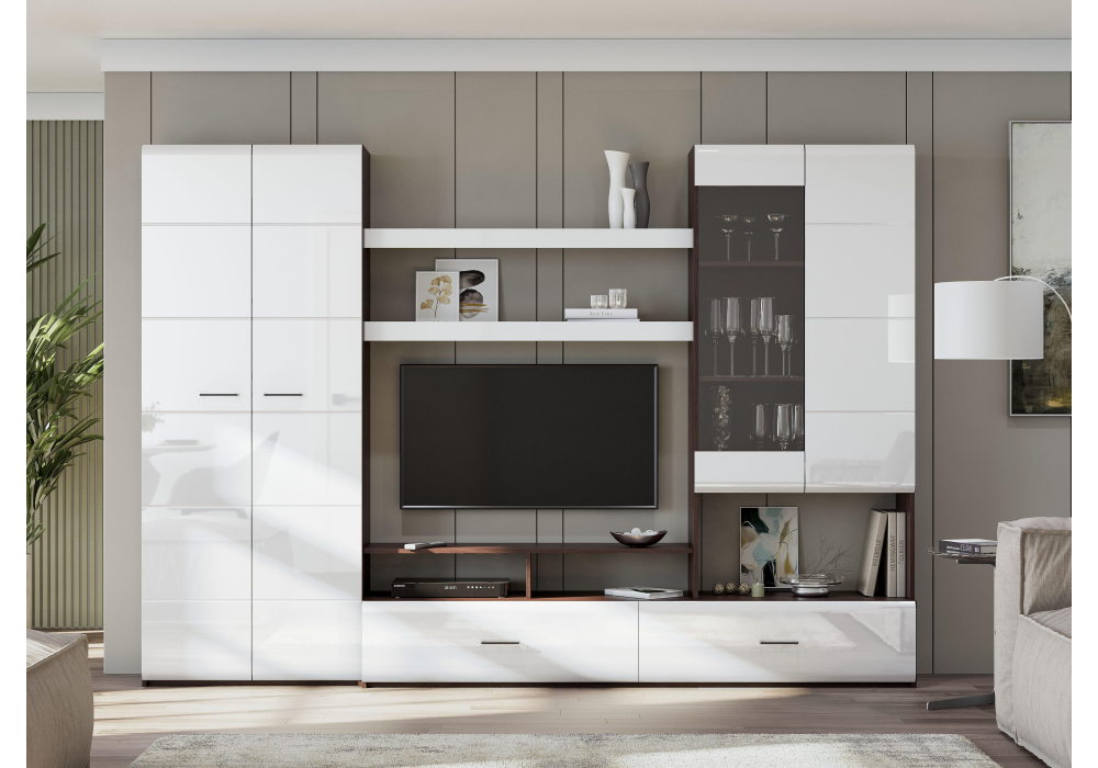 Стенки для гостиной, Гостиная Jimenez дуб венге / белый глянец