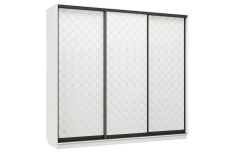 Шкафы-купе 3-х дверные, Шкаф-купе Премьер 57 (01РБ;01РБ;01РБ) фасады ромб белый/трёхдверный/Профиль чёрный муар