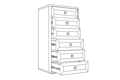 Комод высокий Парма НЕО, лиственница темная, экокожа дила