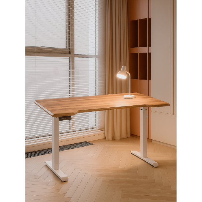 Прямые компьютерные столы, Компьютерный стол Маркос с механизмом подъема 140х80х75, белый