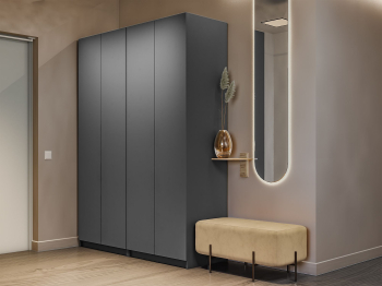 Распашной шкаф Локер 800+800 (Гармошка с системой Push to Move/Правый) с полками слева