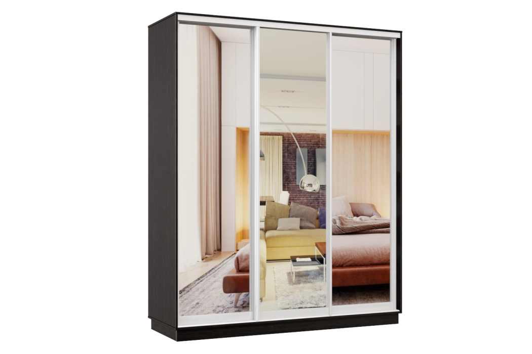 Шкафы-купе 3-х дверные, Шкаф-купе Премьер 28 венге