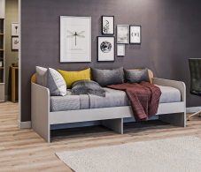 Кровати одноярусные, Кровать Милан СБ-3297 Серый,Дуб Гамильтон