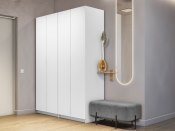 Распашной шкаф Локер 800+800 (Гармошка с системой Push to Move/Левый) с полками и ящиками справа