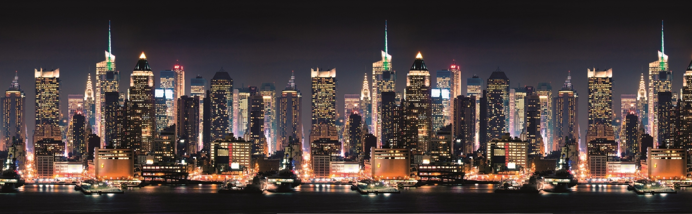 Стеновые панели из АБС-пластика, Кухонный фартук Ночной город 2000x600x1.5 мм глянец