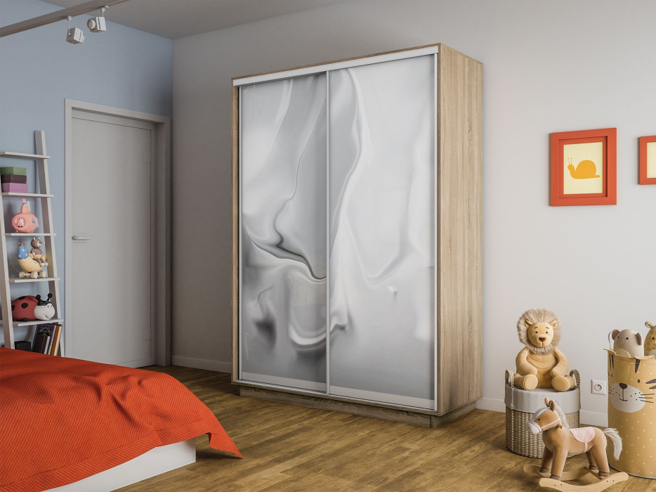 Шкафы-купе 2-х дверные, Шкаф-купе Экспресс 2-х дверный Фотопечать Шелк Стекла 160х60х240