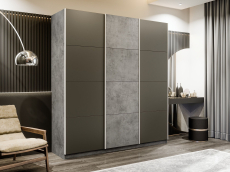 Шкафы-купе 3-х дверные, Шкаф-купе Прайм 3-х дверный Стекла хаки/ДСП/Доводчики 180х57х230