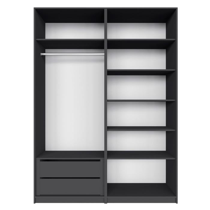 Шкафы распашные, Распашной шкаф Локер 800+800 (Гармошка с системой Push to Move/Правый) с ящиками и полками справа