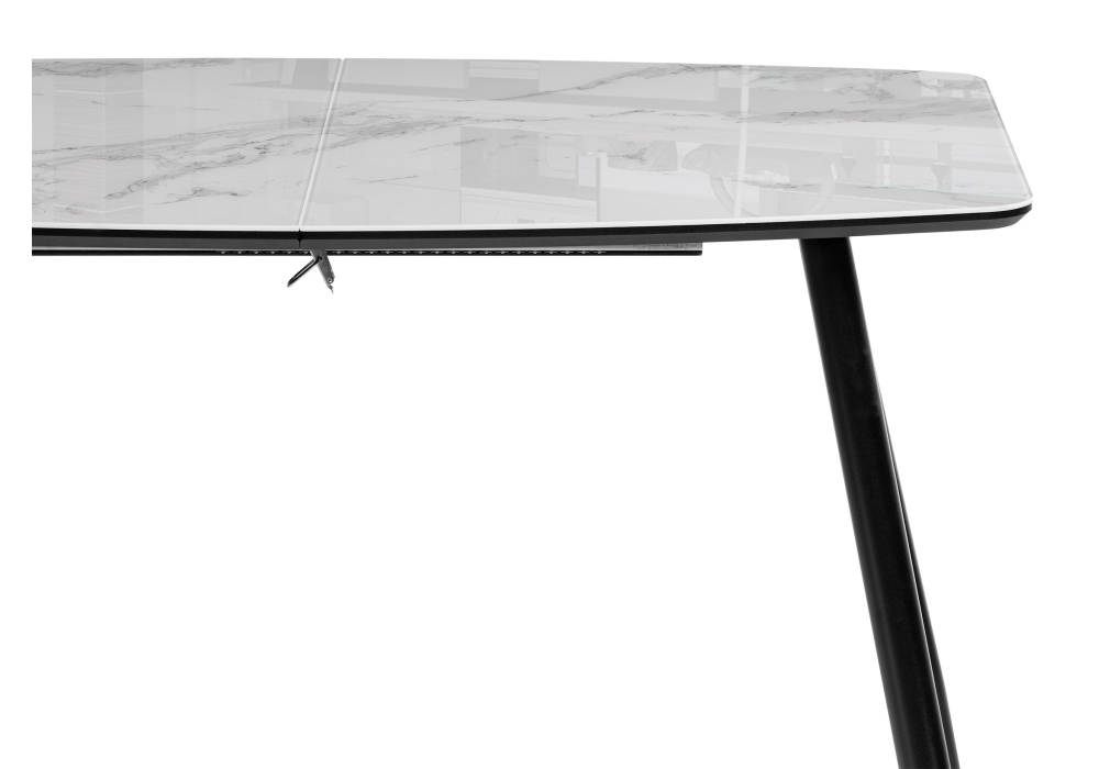 Обеденные столы, Стол Эмма (вставка стекло / черный / черная шагрень)