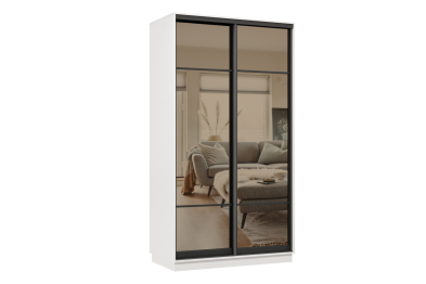 Шкаф-купе Премьер 12 (11ЗБ;11ЗБ) фасады зеркало бронза/двухдверный/Профиль чёрный муар