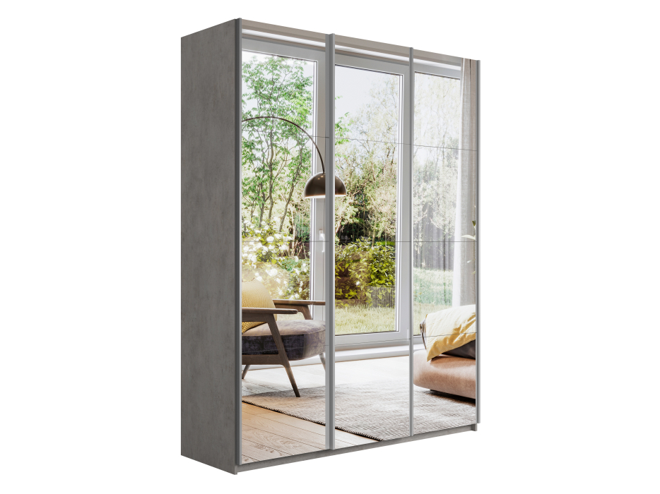 Шкафы-купе 3-х дверные, Шкаф-купе Широкий Прайм 3-х дверный Зеркала/Доводчики 240х57х230