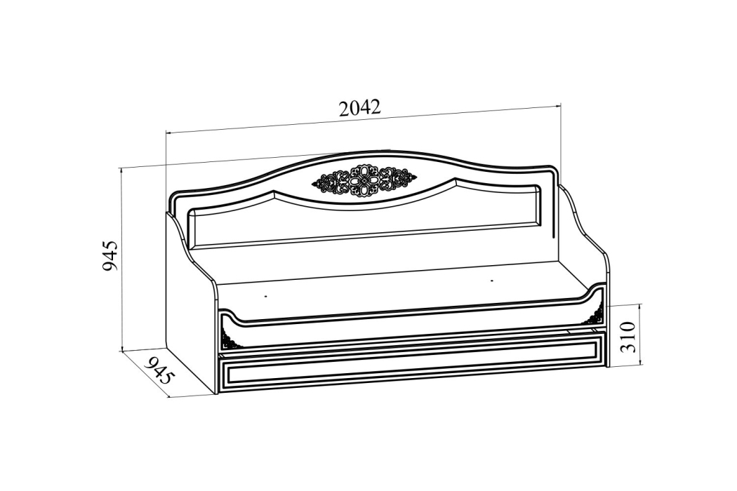 Кровати одноярусные, Кровать Ассоль плюс АС-47 (2000х900)