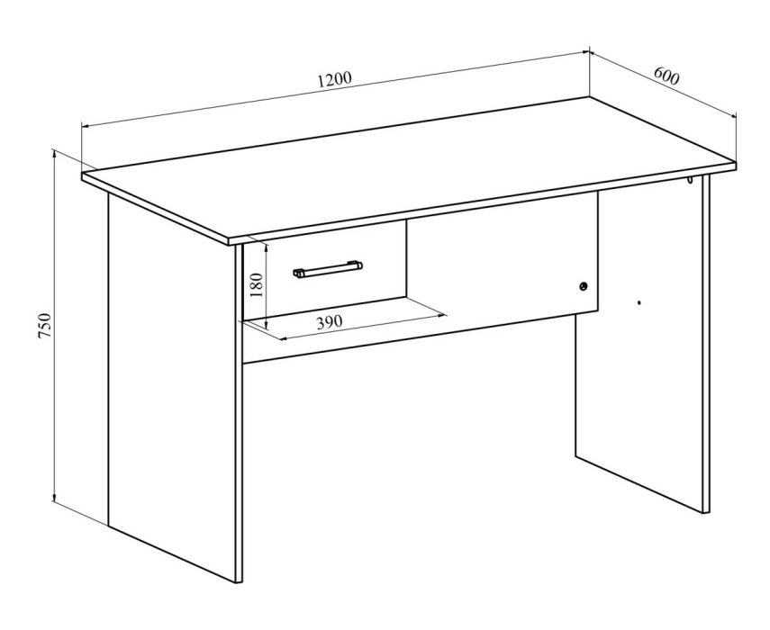 Прямые, Стол с тумбой  ОФ-112K+ОФ-26