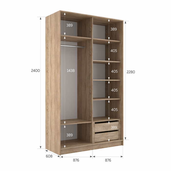 Шкафы-купе 2-х дверные, Шкаф-купе Эста 2-х дверный ДСП/Стекла хаки/Доводчик 180х66х240