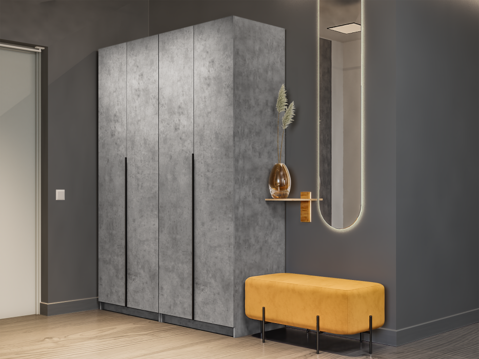 Шкафы распашные, Шкаф складной Е1 Локер ("Гармошка") 162х52.5х220 см, с двумя модулями