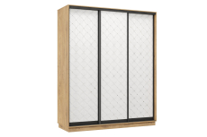 Шкафы-купе 3-х дверные, Шкаф-купе Премьер 21 (01РБ;01РБ;01РБ) фасады ромб белый/трёхдверный/Профиль чёрный муар