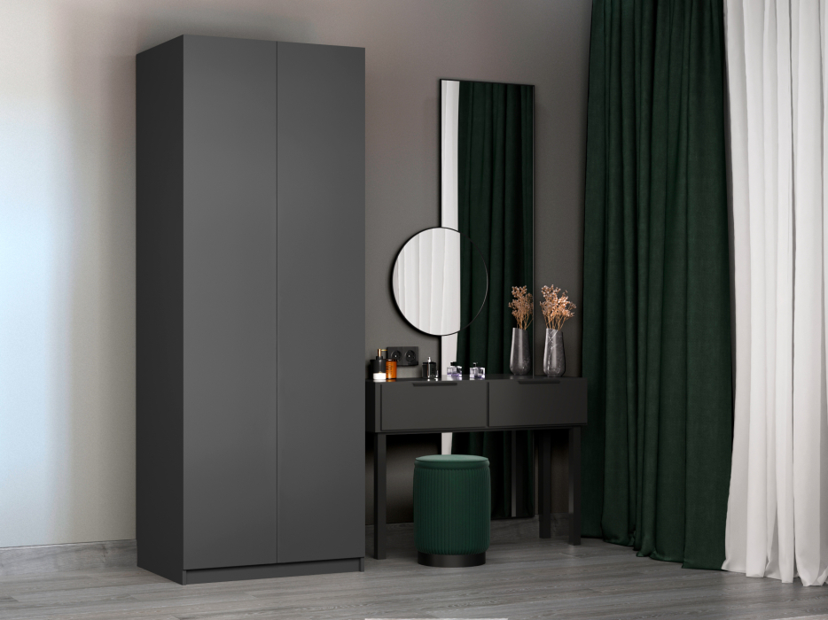 Шкафы распашные, Шкаф складной Е1 Локер ("Гармошка" с системой Push to Move/Правый)81х52.5х220 см, с полками и модулем