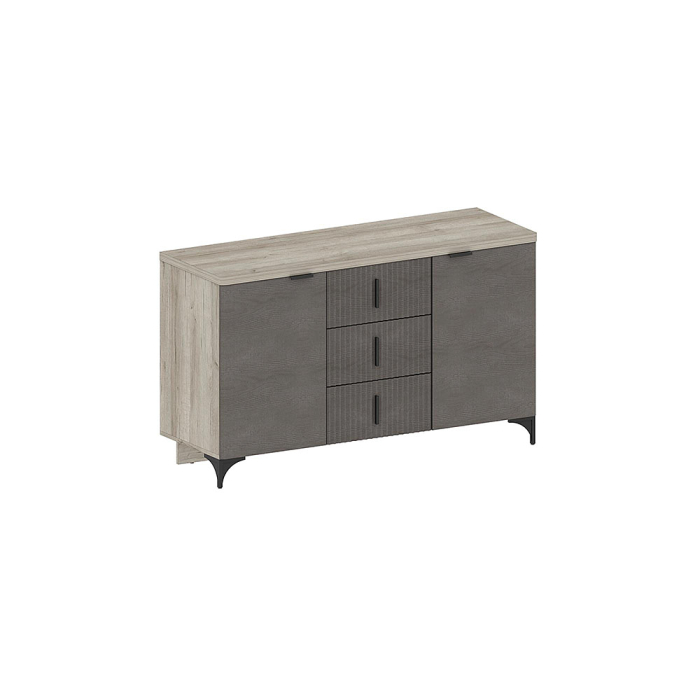 Комоды, Комод Шер КМ-2302, дуб серый, айронвуд серебро