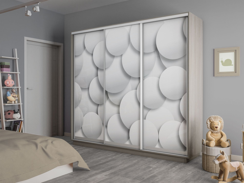 Шкафы-купе 3-х дверные, Шкаф-купе Экспресс 3-х дверный Фотопечать Шары Стекла 210х45х240