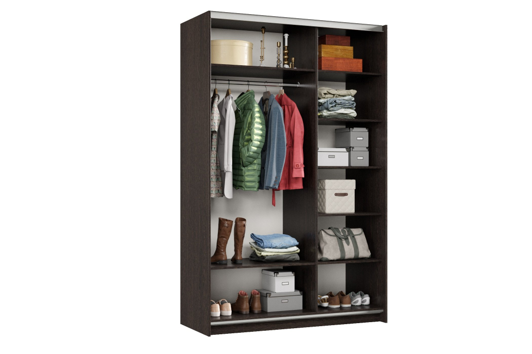 Шкафы-купе 2-х дверные, Шкаф-купе Smart 1422 2х дверный (фасады ЛДСП/зеркало) профиль серебро