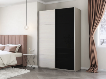 Шкаф-купе Прайм 2-х дверный ДСП/Стекло черное/Доводчики 140х57х230