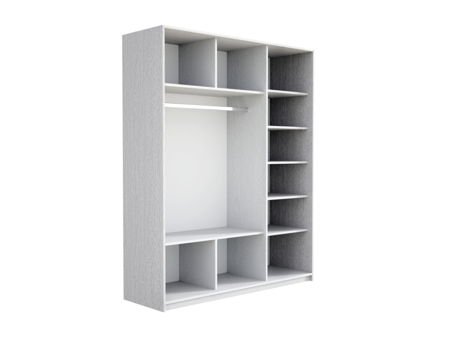 Шкафы-купе 3-х дверные, Шкаф-купе Прайм 3-х дверный Стекла белые/ДСП/Доводчики 180х57х230