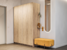 Шкафы распашные, Шкаф складной Е1 Локер ("Гармошка" с системой Push to Move/Левый)162х52.5х220 см, с двумя модулями