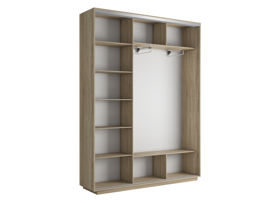 Шкафы-купе 3-х дверные, Шкаф-купе Экспресс Медиум (1 зеркало) трио 2400 x 1800 x 450