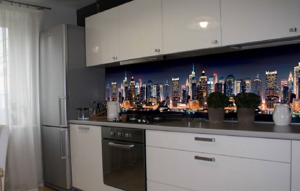 Стеновые панели из АБС-пластика, Кухонный фартук Ночной город 3000x600x1.5 мм глянец