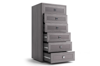 Комод высокий Парма НЕО, лиственница темная, экокожа дила