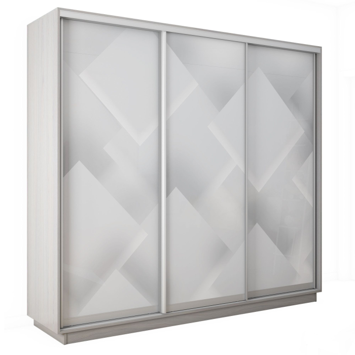 Шкафы-купе 3-х дверные, Шкаф-купе Экспресс 3-х дверный Фотопечать Квадрат Стекла 240х60х240