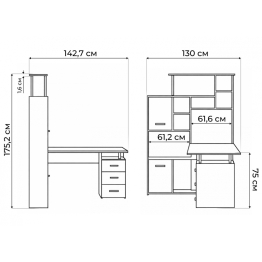 Стол письменный  КС15 левый 