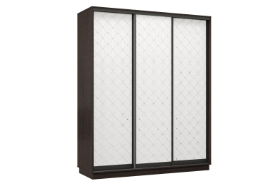 Шкаф-купе Премьер 22 (01РБ;01РБ;01РБ) фасады ромб белый/трёхдверный/Профиль чёрный муар