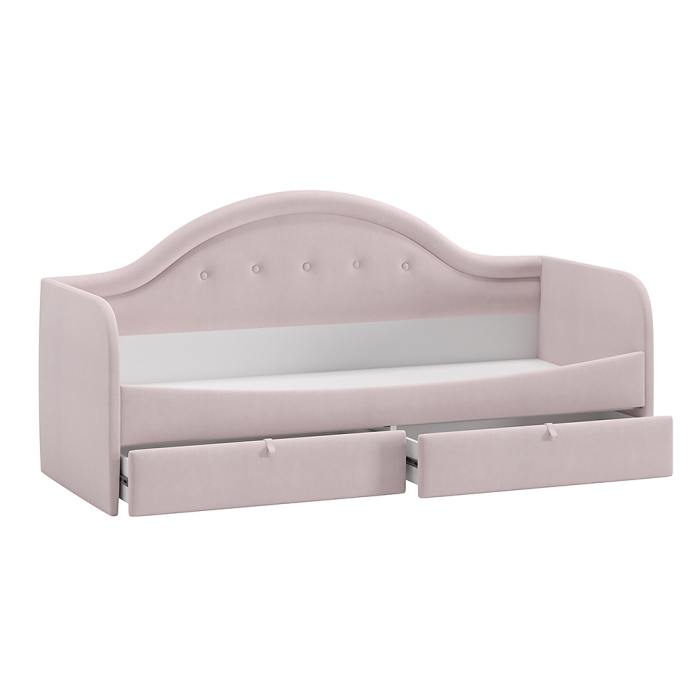 Кровати одноярусные, Кровать Адель с мягкой спинкой тип 1, велюр пудровый