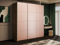 Шкафы-купе 3-х дверные, Шкаф-купе Прайм 3-х дверный Стекла пудра/Доводчики 210х57х230