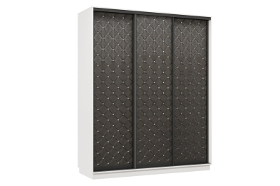 Шкаф-купе Премьер 23 (01РЧ;01РЧ;01РЧ) фасады ромб чёрный/трёхдверный/Профиль чёрный муар