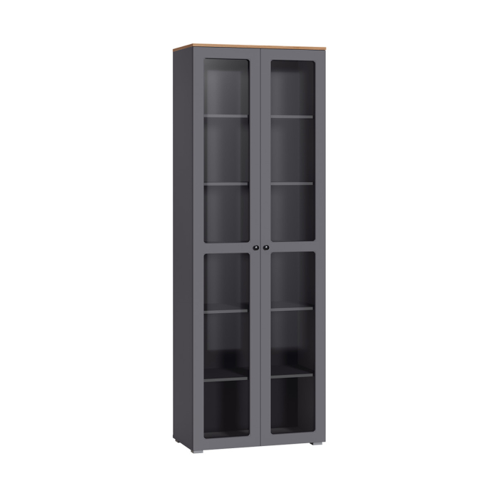 Витрины, Шкаф-витрина Остин 16.394.02, серый графит, дуб золотой крафт