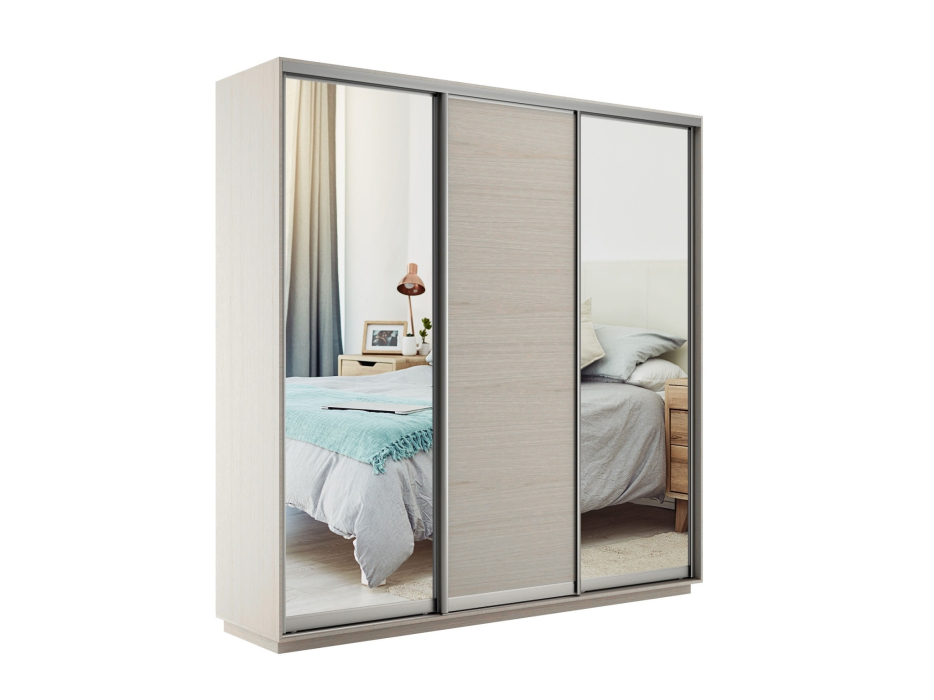 Шкафы-купе 3-х дверные, Шкаф-купе Экспресс Медиум (2 зеркала) трио 2200 x 1800 x 450