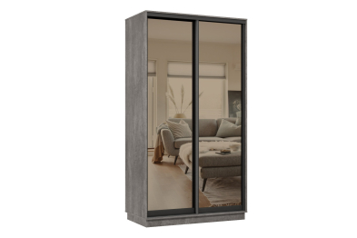 Шкаф-купе Премьер 10 (01ЗБ;01ЗБ) фасады зеркало бронза/двухдверный/Профиль чёрный муар